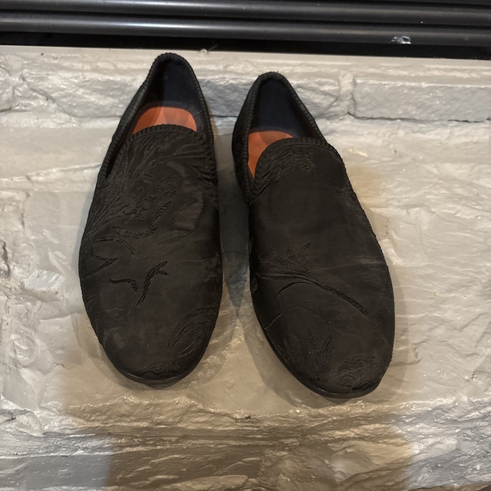 Tallia Enrico Mens Paisley Dress Loafers Size 9.5M Black Shoes